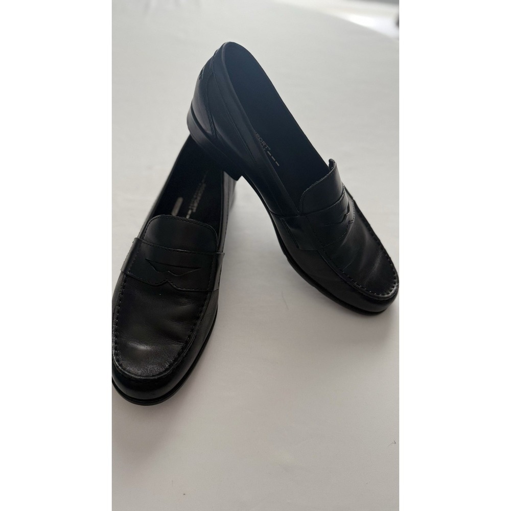 Men's Rockport #100002 Black Leather Slip On Loafers Trutech EUC NO BOX Sz 11.5